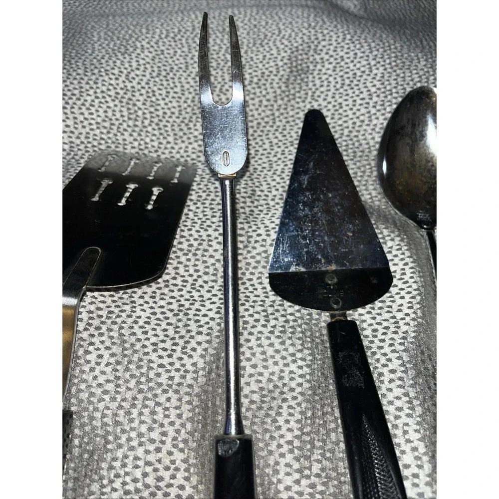 Set Of 4 Vintage Ekco Utensils Keyhole Spatula Pie Knife Serving Spoon & Fork‎